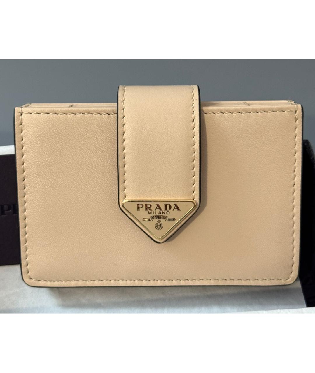 PRADA Бежевый кожаный кардхолдер, фото 9