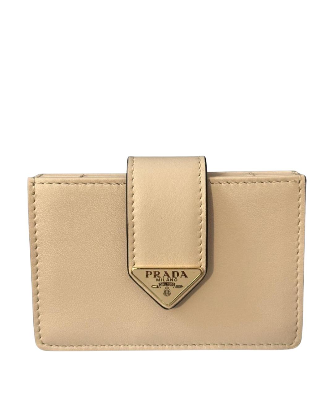 PRADA Бежевый кожаный кардхолдер, фото 1
