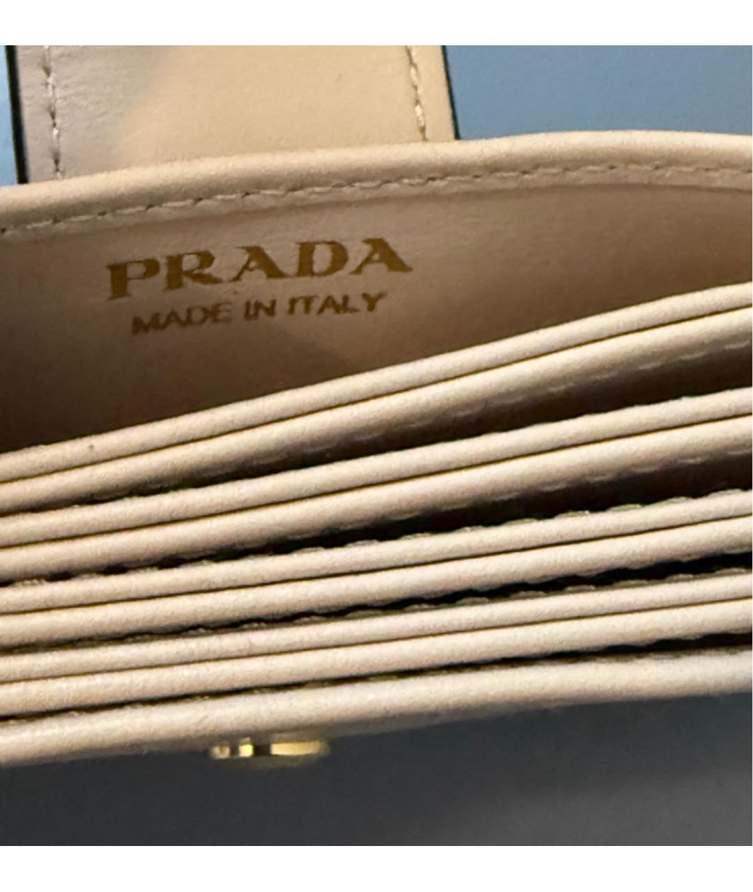 PRADA Бежевый кожаный кардхолдер, фото 5