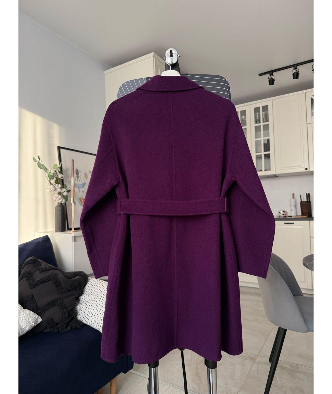 MAX MARA STUDIO Фиолетовое шерстяное пальто, фото 2