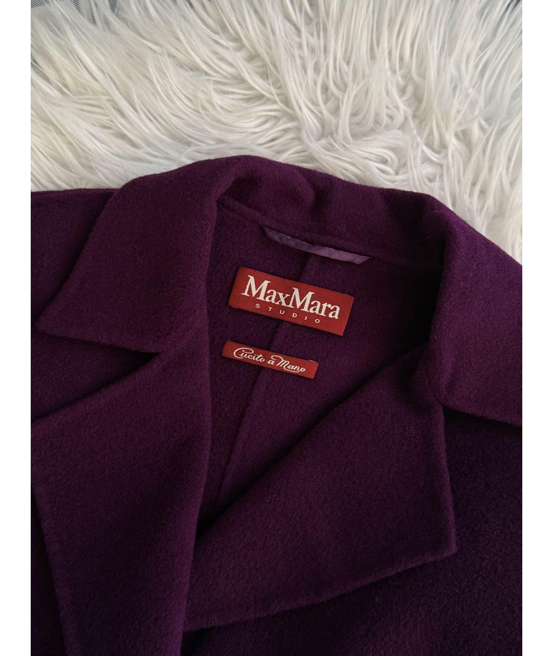 MAX MARA STUDIO Фиолетовое шерстяное пальто, фото 3
