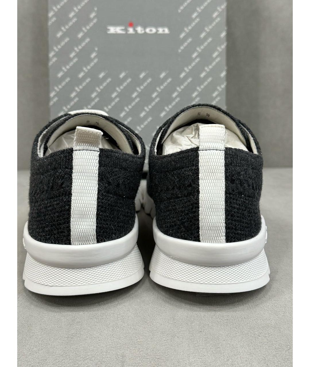 KITON Серые текстильные низкие кроссовки / кеды, фото 4