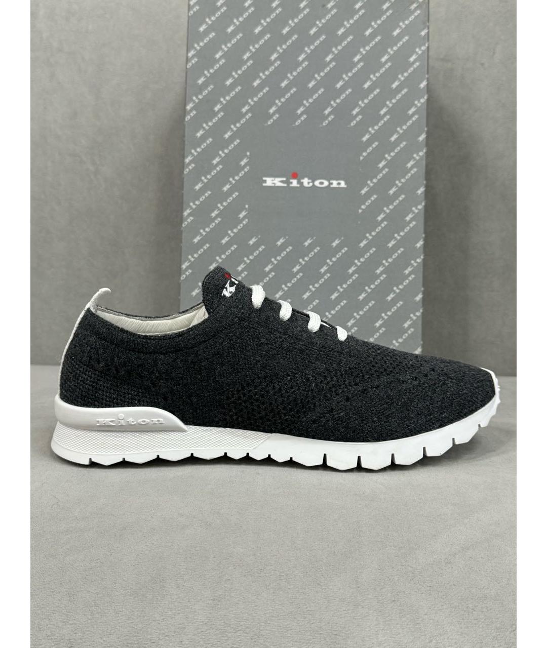 KITON Серые текстильные низкие кроссовки / кеды, фото 7
