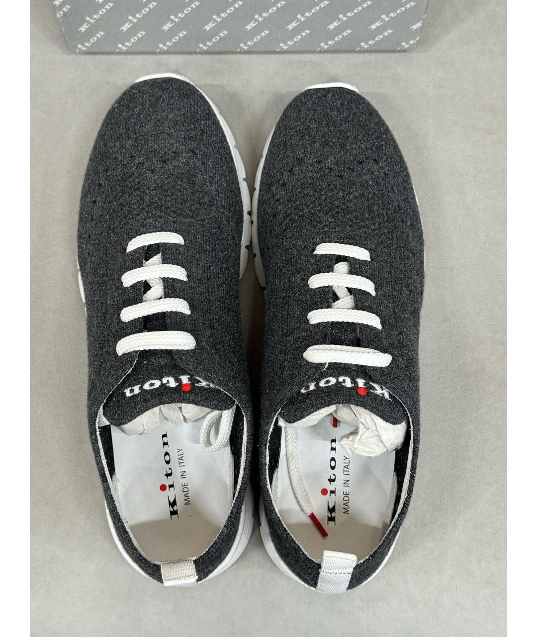 KITON Серые текстильные низкие кроссовки / кеды, фото 3
