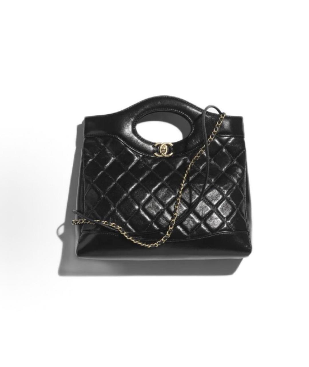 CHANEL Черная сумка с короткими ручками из лакированной кожи, фото 4