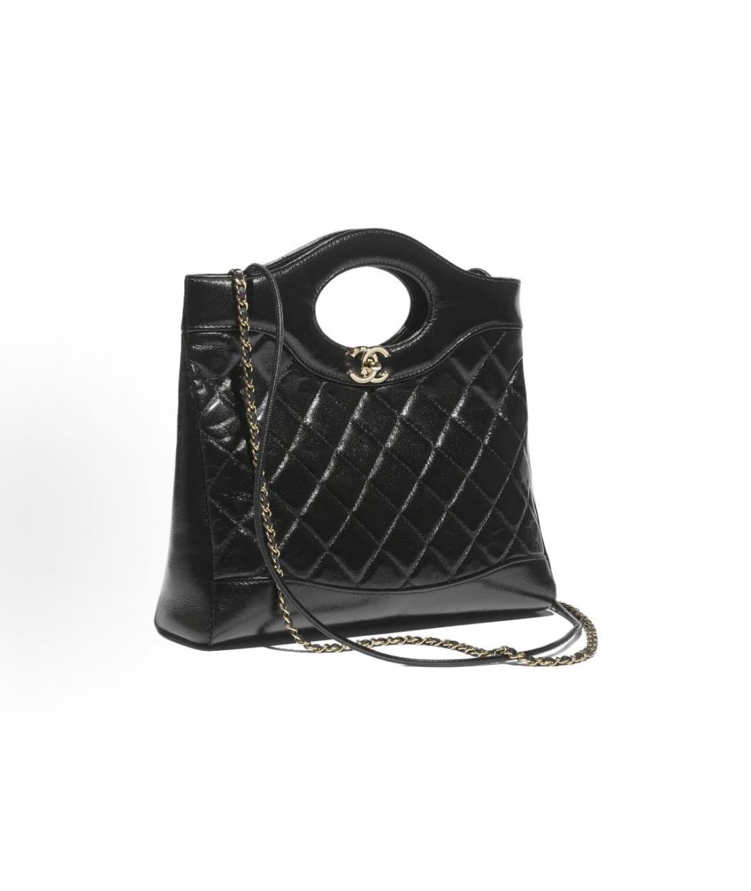 CHANEL Черная сумка с короткими ручками из лакированной кожи, фото 2