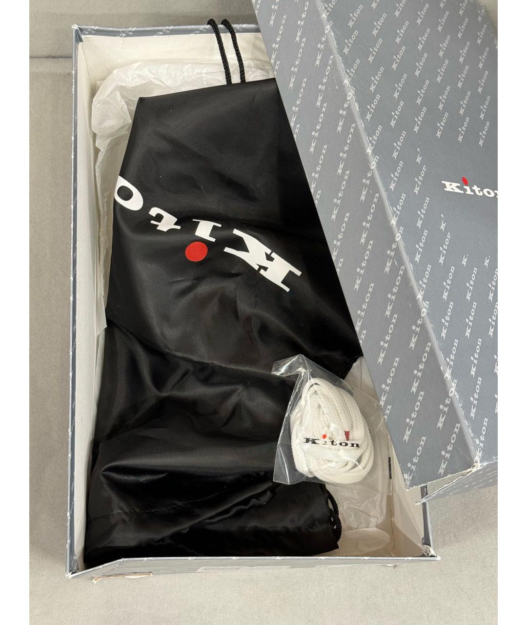 KITON Темно-синие текстильные низкие кроссовки / кеды, фото 5