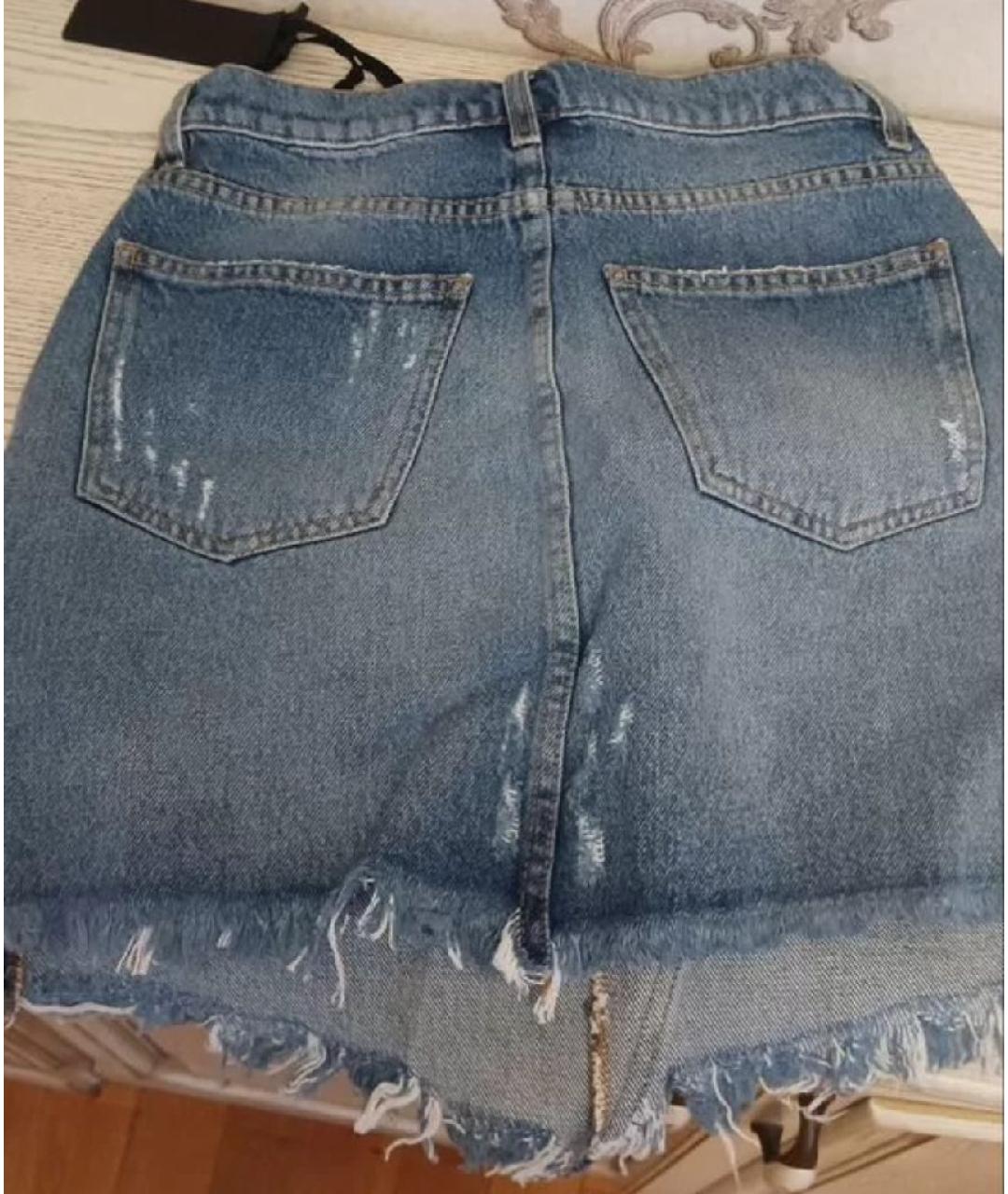 PINKO Голубая хлопковая юбка мини, фото 2