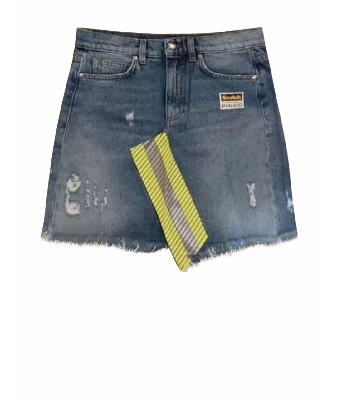 PINKO Голубая хлопковая юбка мини, фото 6