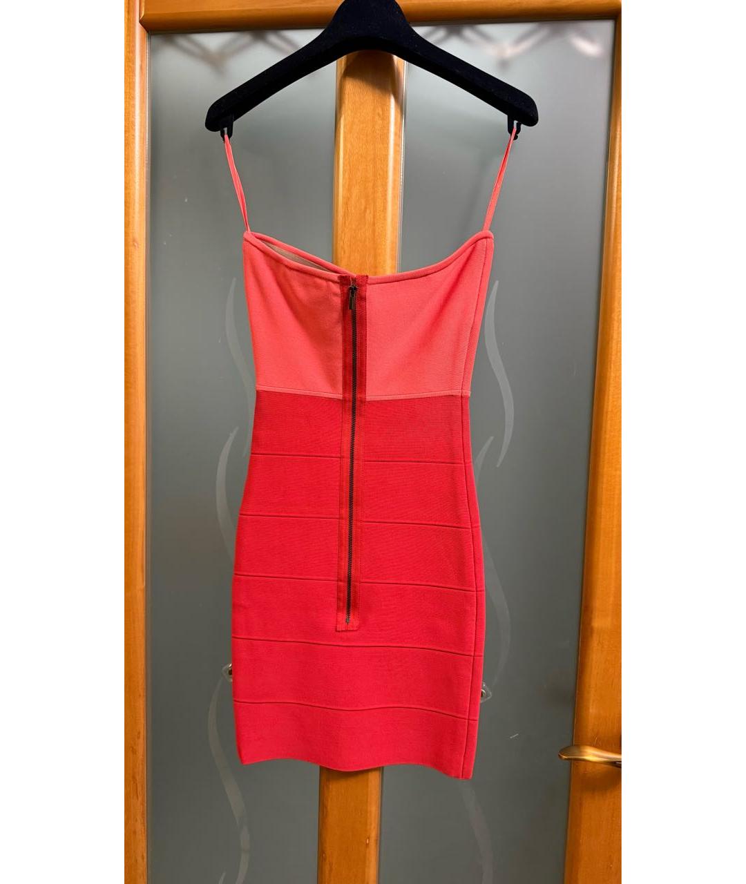 BCBG MAXAZRIA Коралловое вискозное коктейльное платье, фото 2