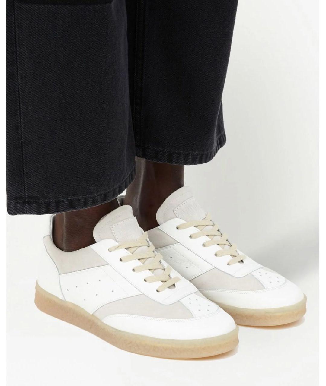 MM6 MAISON MARGIELA Бежевые кожаные кеды, фото 5