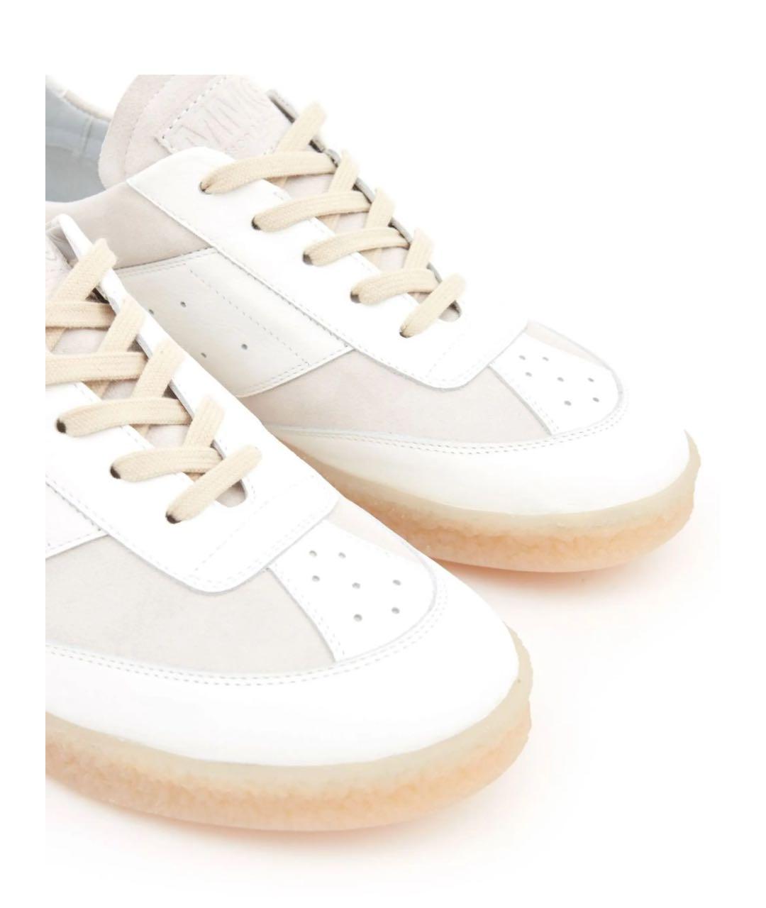 MM6 MAISON MARGIELA Бежевые кожаные кеды, фото 3