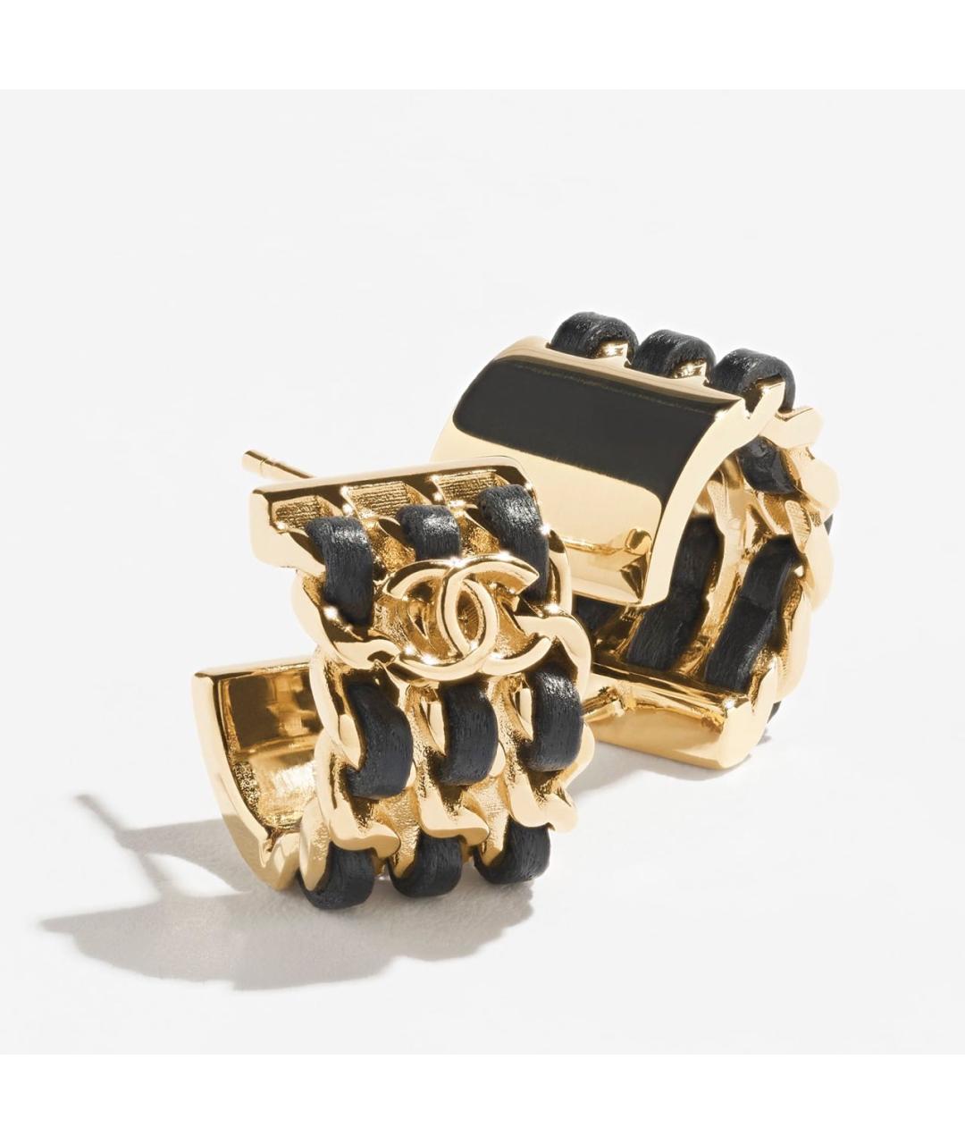CHANEL Черные серьги из желтого золота, фото 2