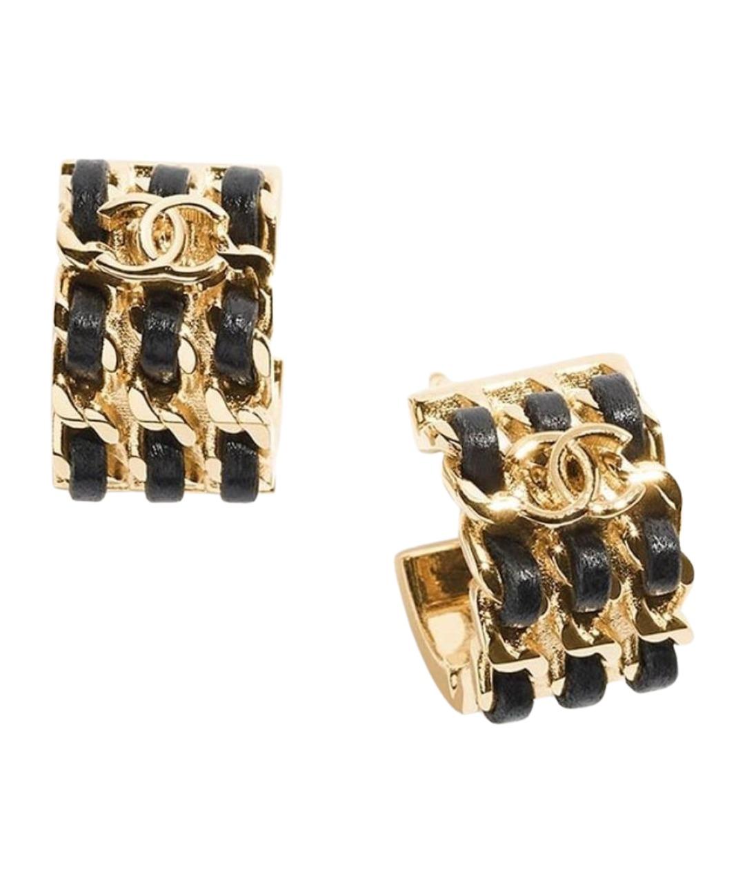 CHANEL Черные серьги из желтого золота, фото 1