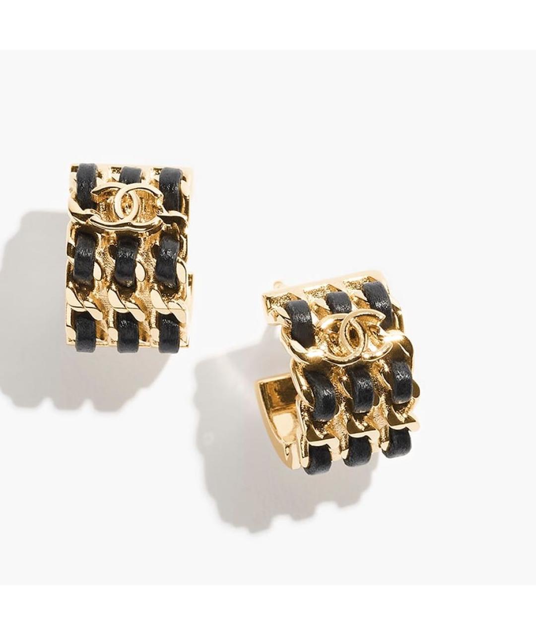 CHANEL Черные серьги из желтого золота, фото 3