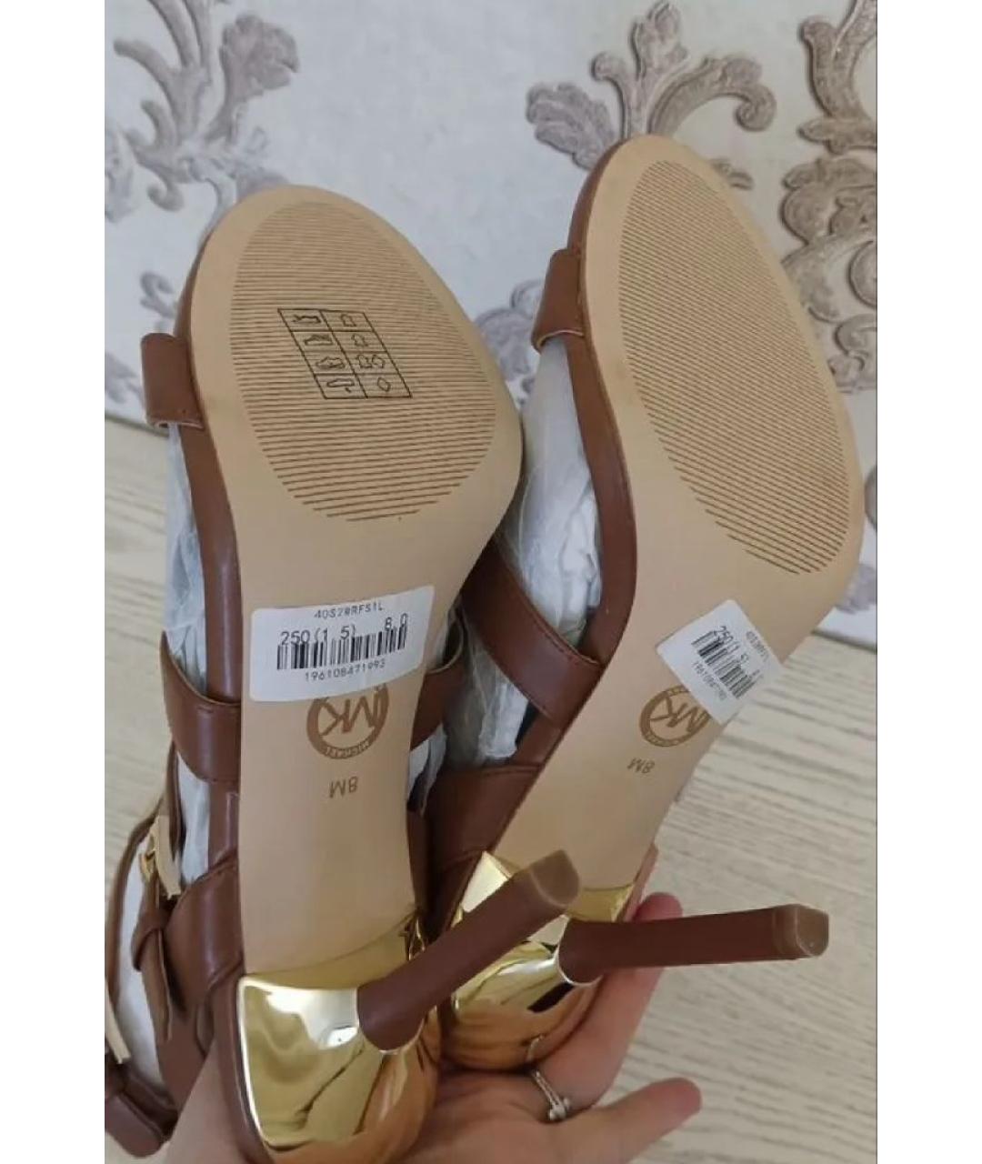 MICHAEL KORS Коричневые кожаные босоножки, фото 5