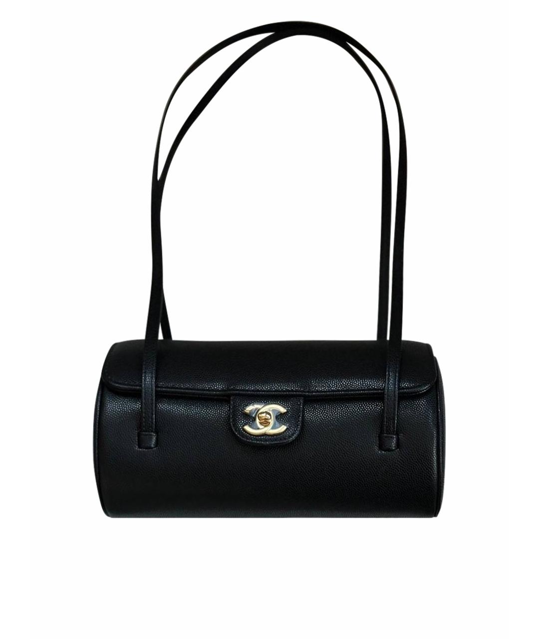 CHANEL Черная кожаная сумка с короткими ручками, фото 1