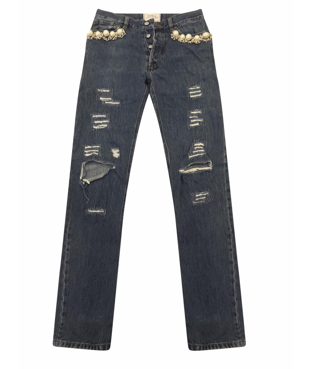 FORTE COUTURE Синие хлопковые прямые джинсы, фото 1