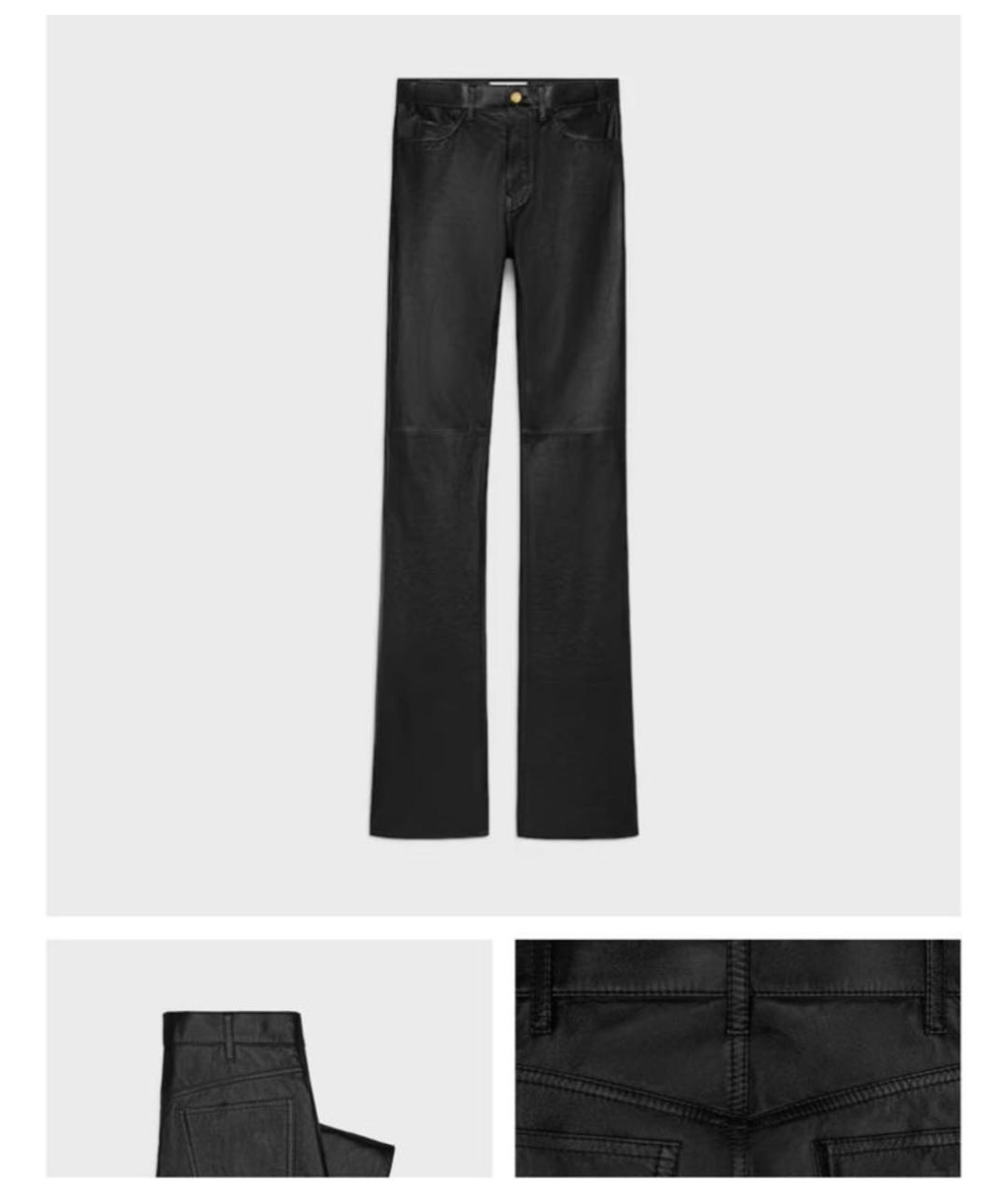 CELINE Черные кожаные прямые брюки, фото 4