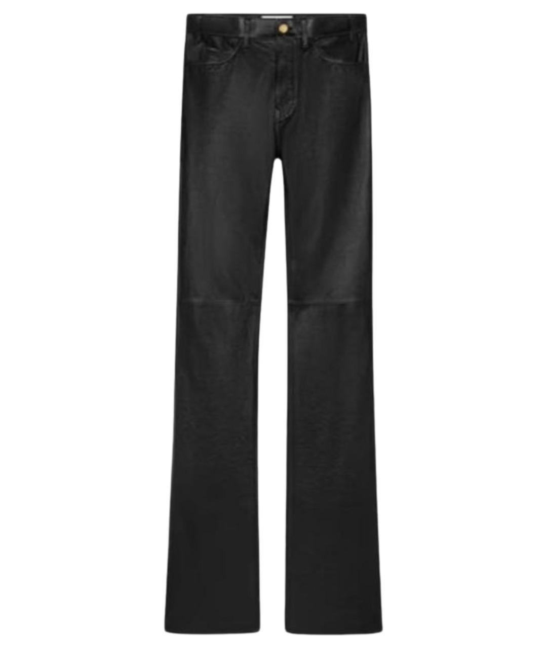 CELINE Черные кожаные прямые брюки, фото 1