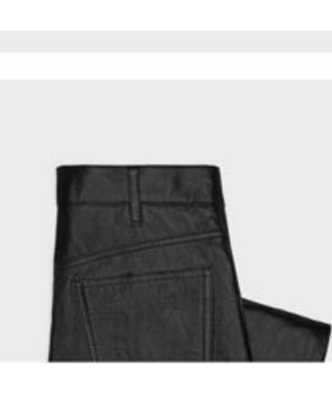 CELINE Черные кожаные прямые брюки, фото 2