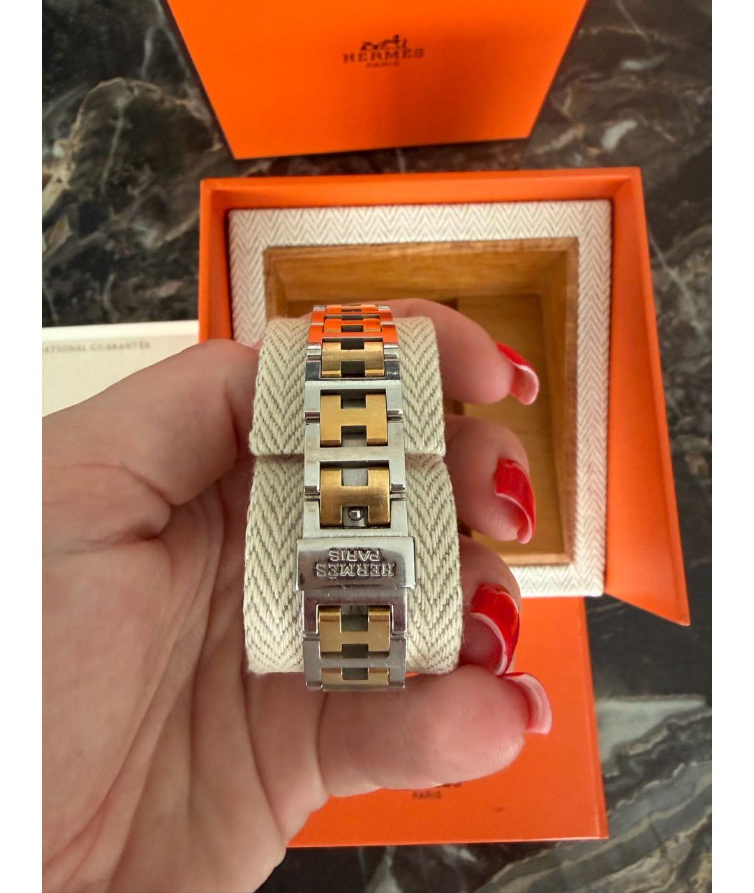 HERMES Золотые металлические часы, фото 6