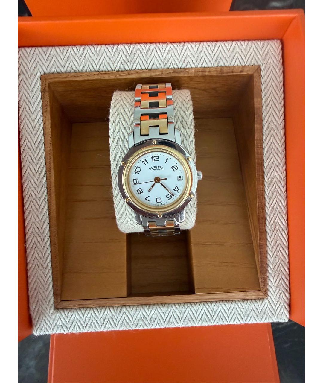 HERMES Золотые металлические часы, фото 5