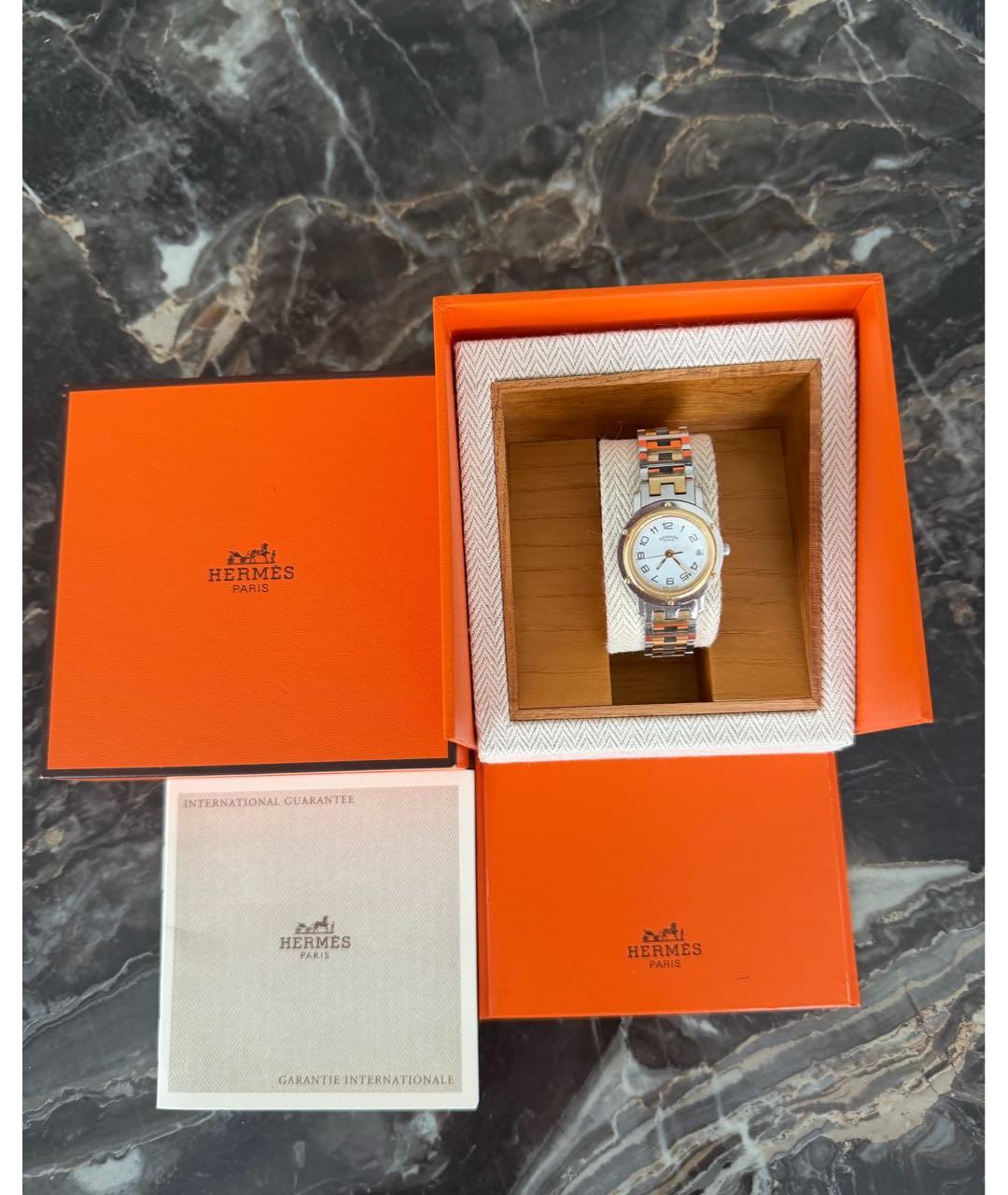 HERMES Золотые металлические часы, фото 2