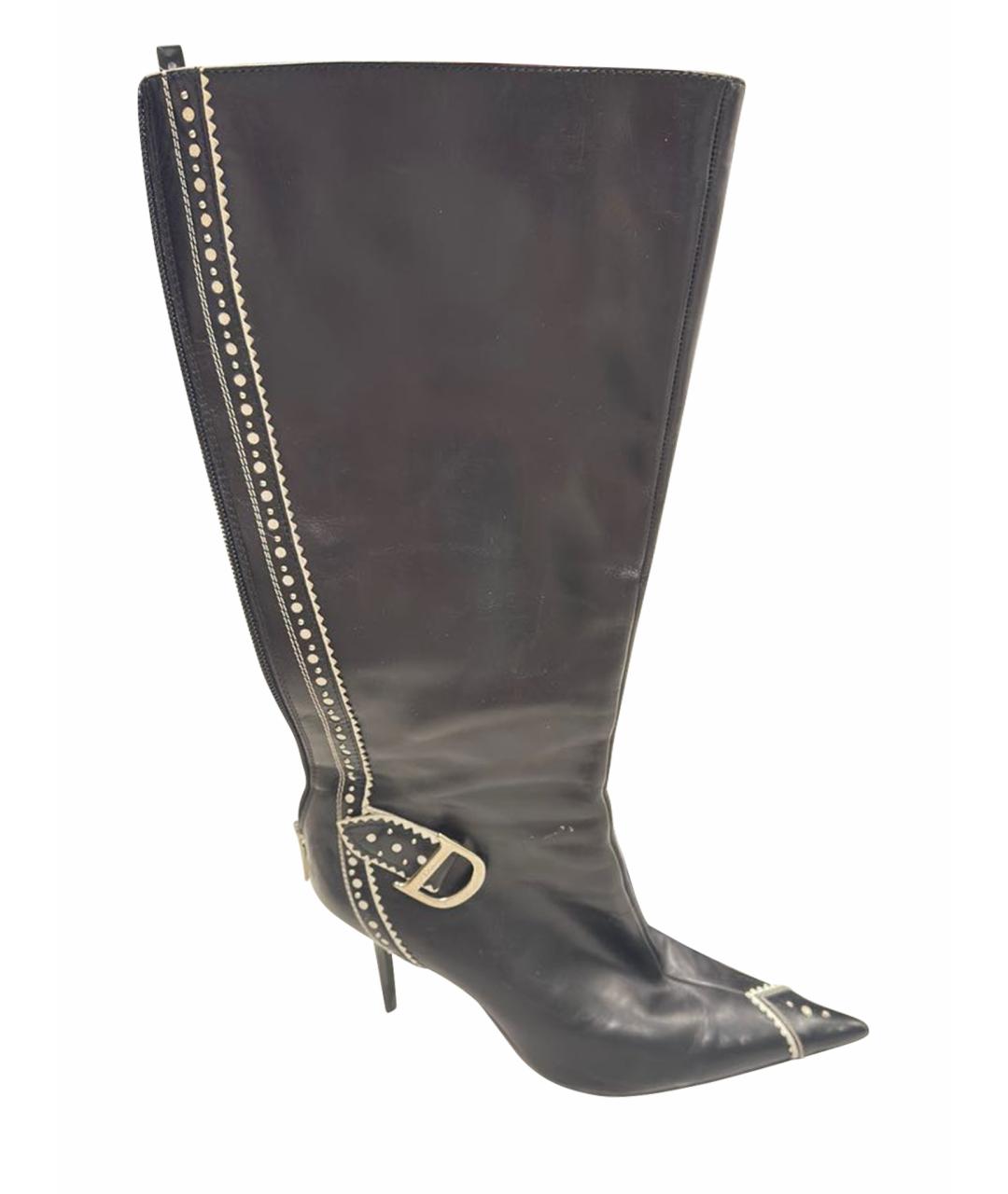 CHRISTIAN DIOR Черные кожаные сапоги, фото 5