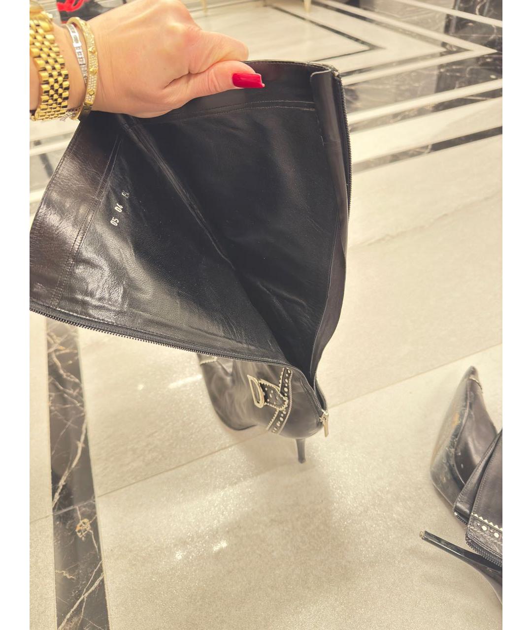 CHRISTIAN DIOR Черные кожаные сапоги, фото 2