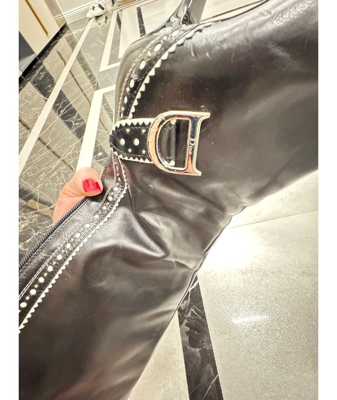 CHRISTIAN DIOR Черные кожаные сапоги, фото 4