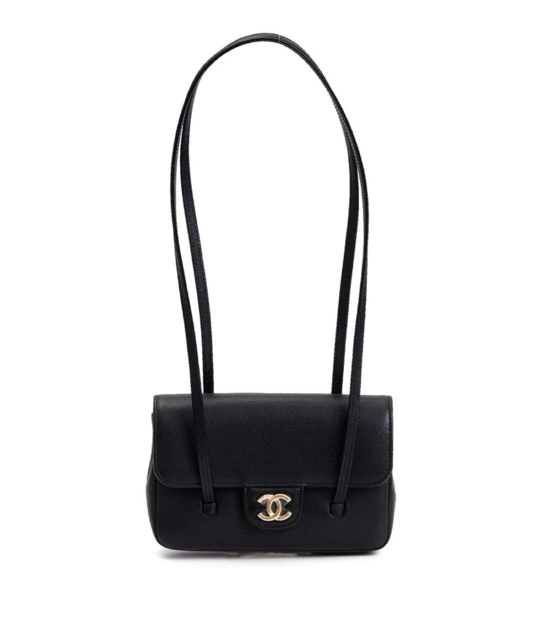 CHANEL Черная кожаная сумка с короткими ручками, фото 4