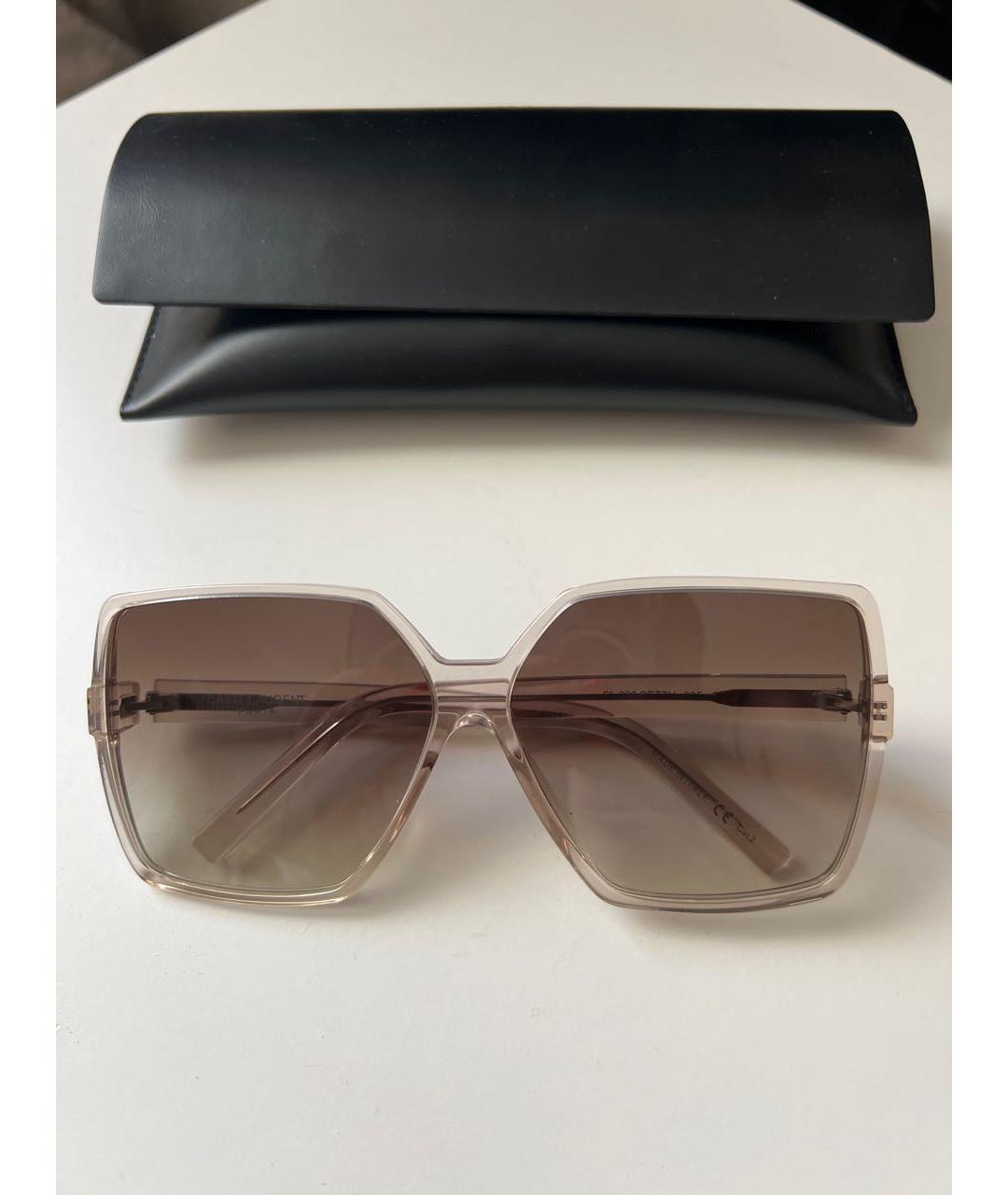 SAINT LAURENT Бежевые пластиковые солнцезащитные очки, фото 6