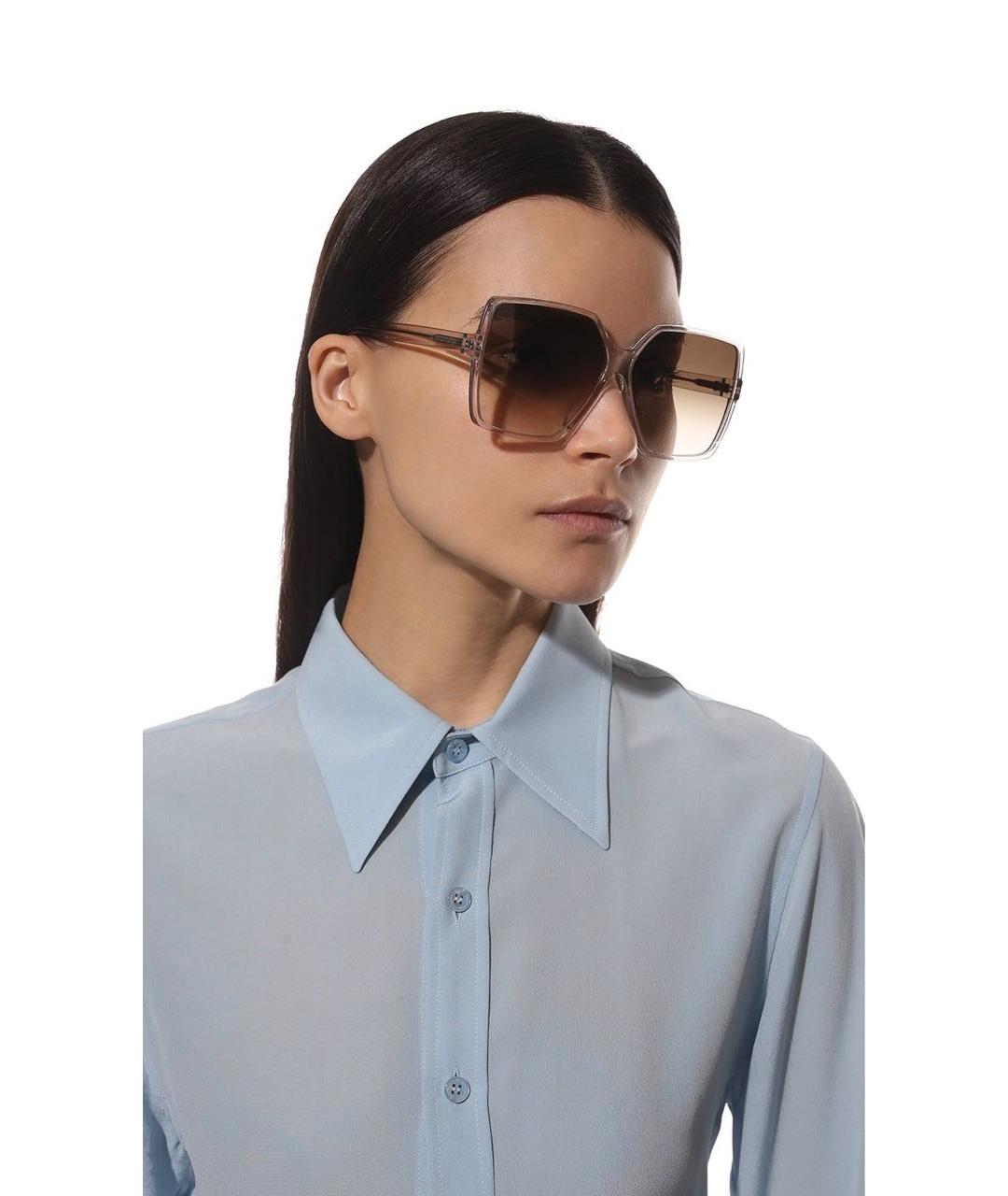 SAINT LAURENT Бежевые пластиковые солнцезащитные очки, фото 5