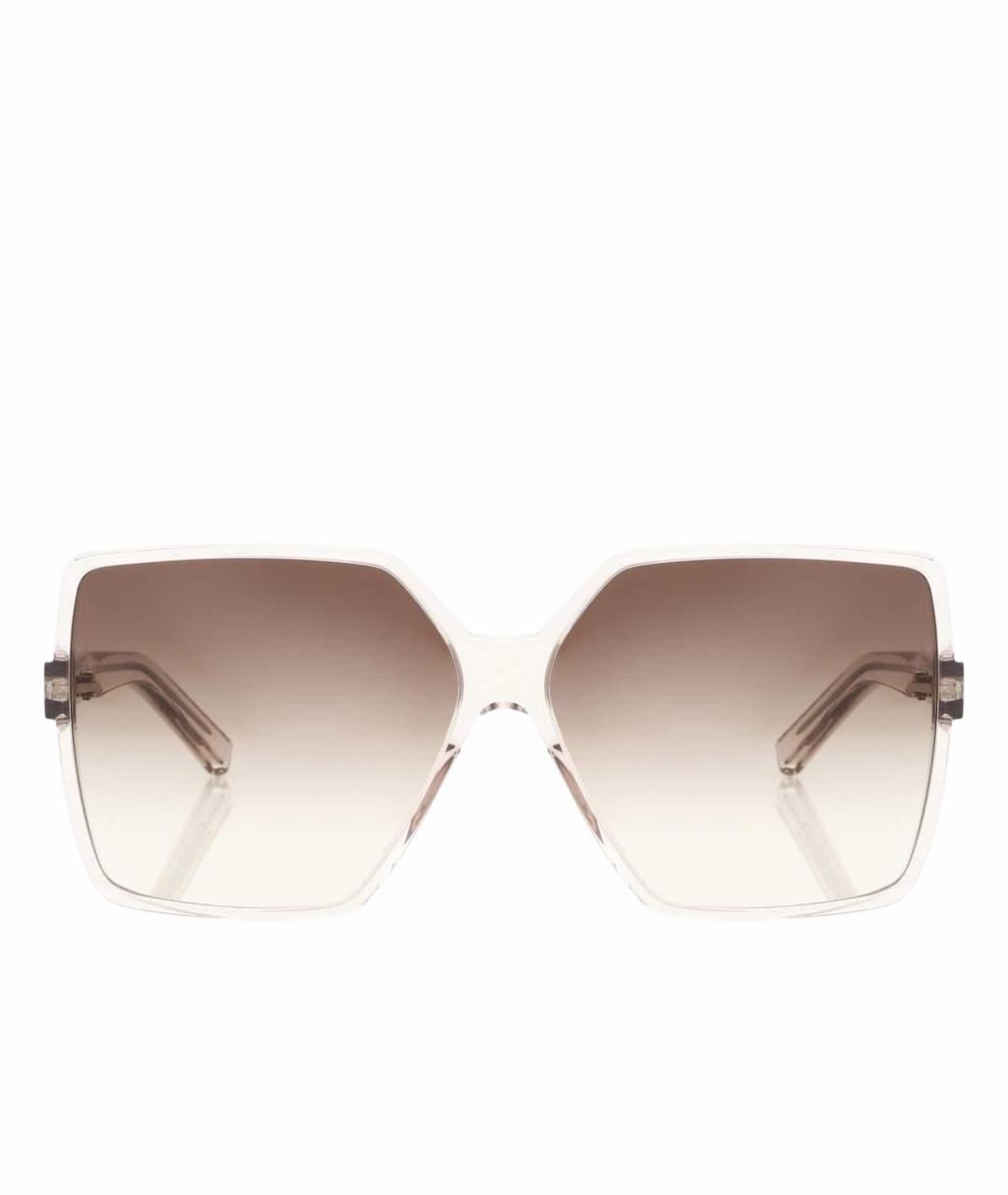 SAINT LAURENT Бежевые пластиковые солнцезащитные очки, фото 1