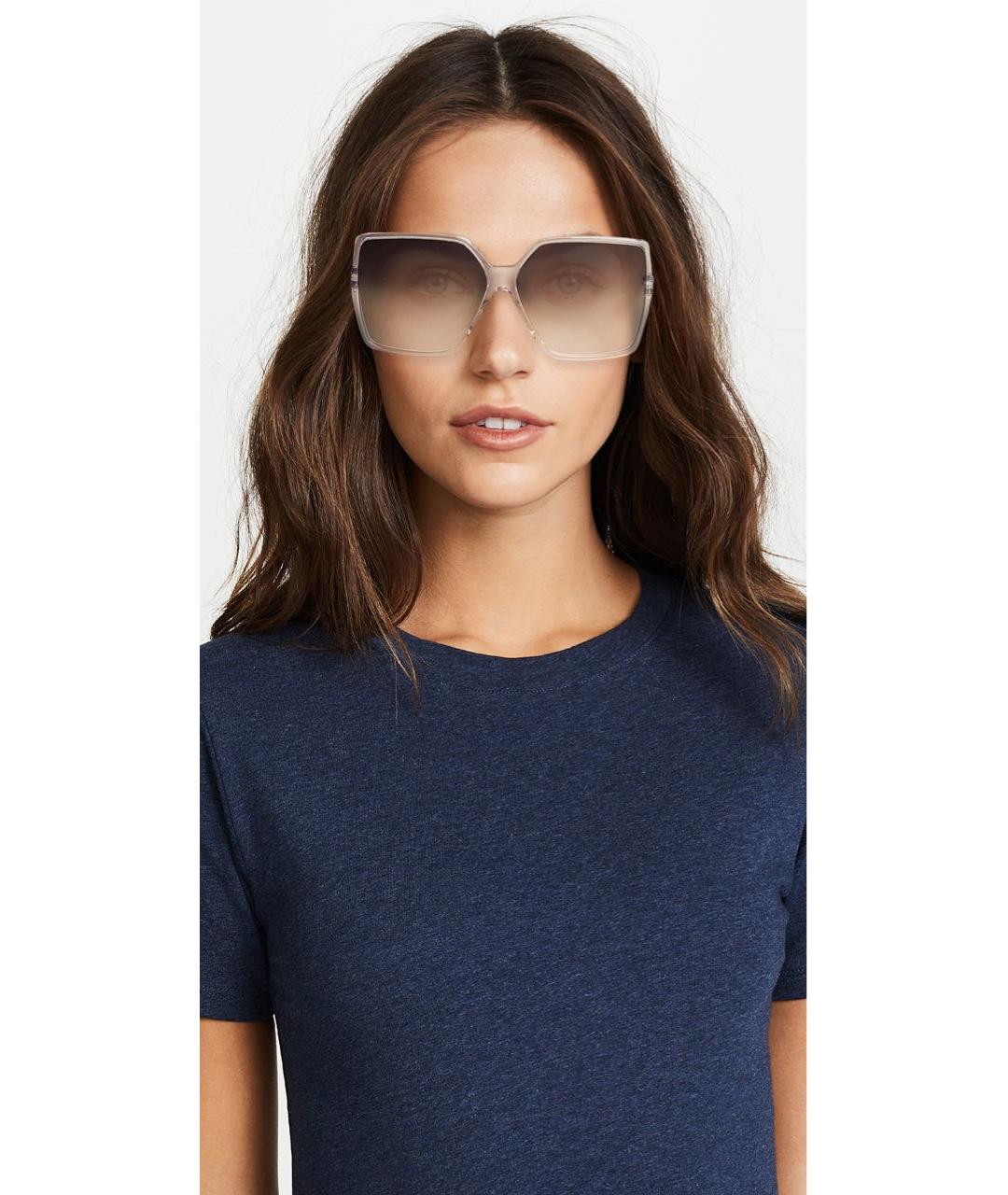 SAINT LAURENT Бежевые пластиковые солнцезащитные очки, фото 4