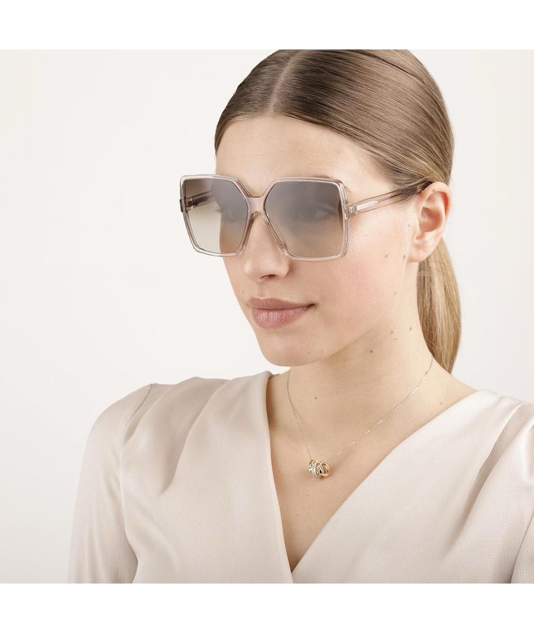 SAINT LAURENT Бежевые пластиковые солнцезащитные очки, фото 3