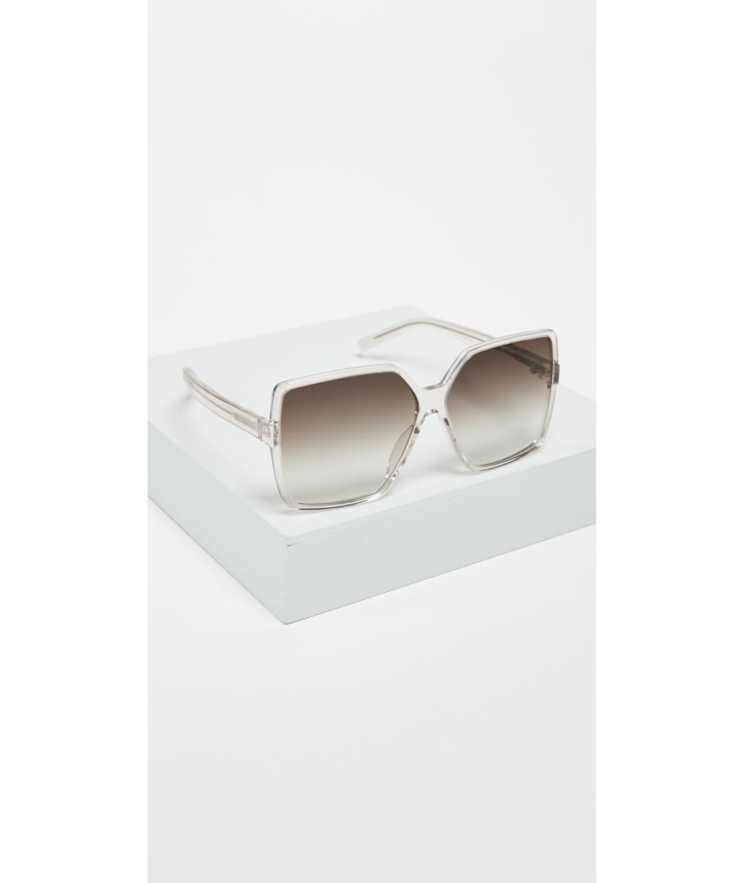 SAINT LAURENT Бежевые пластиковые солнцезащитные очки, фото 2