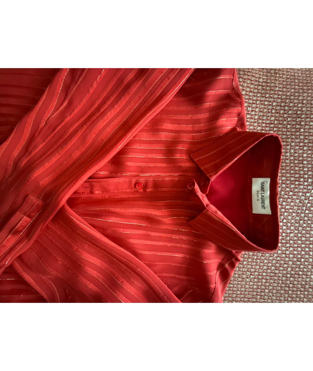 SAINT LAURENT Красная шелковая блузы, фото 3