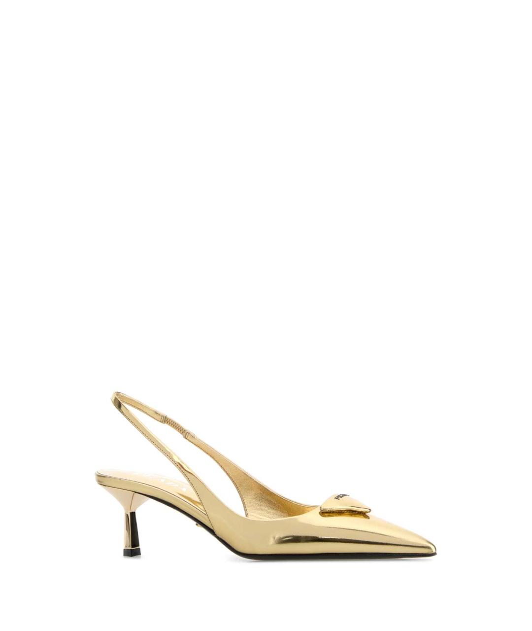 PRADA Золотые кожаные туфли, фото 2