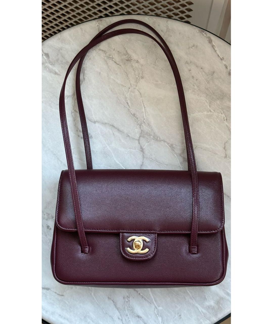 CHANEL Бордовая кожаная сумка через плечо, фото 4