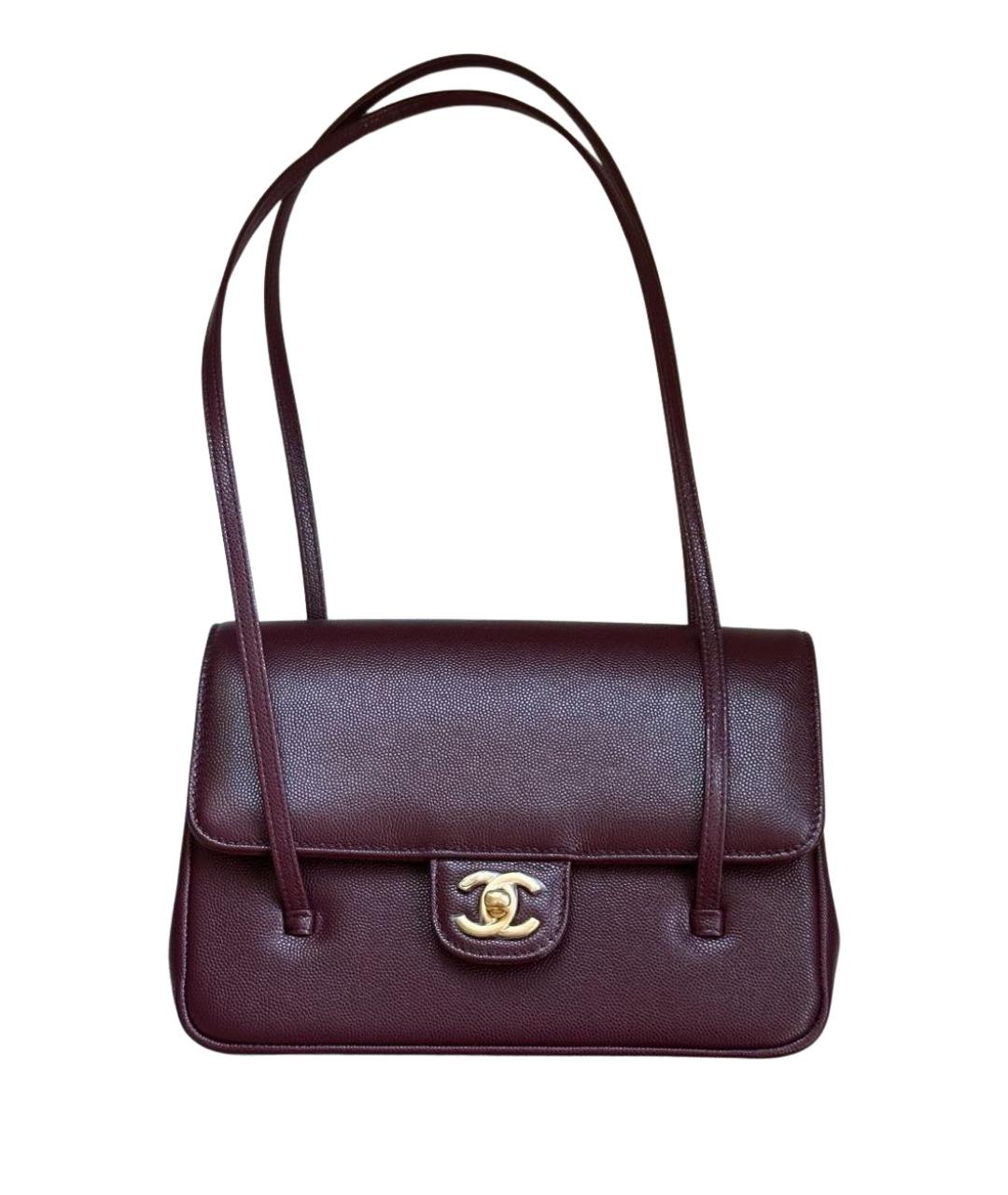 CHANEL Бордовая кожаная сумка через плечо, фото 1