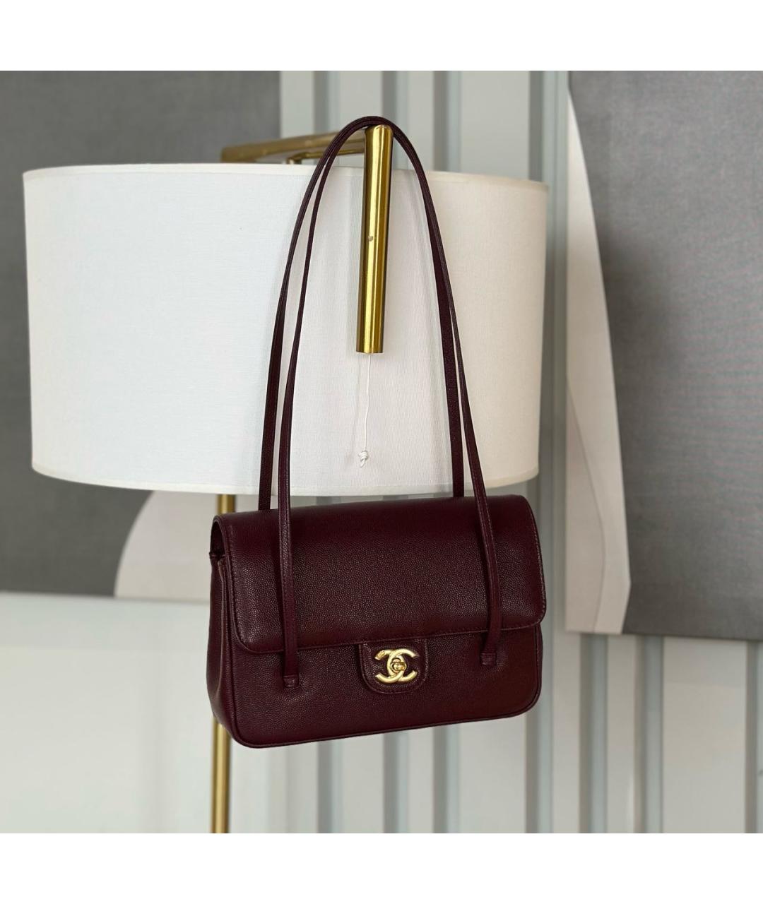 CHANEL Бордовая кожаная сумка через плечо, фото 2