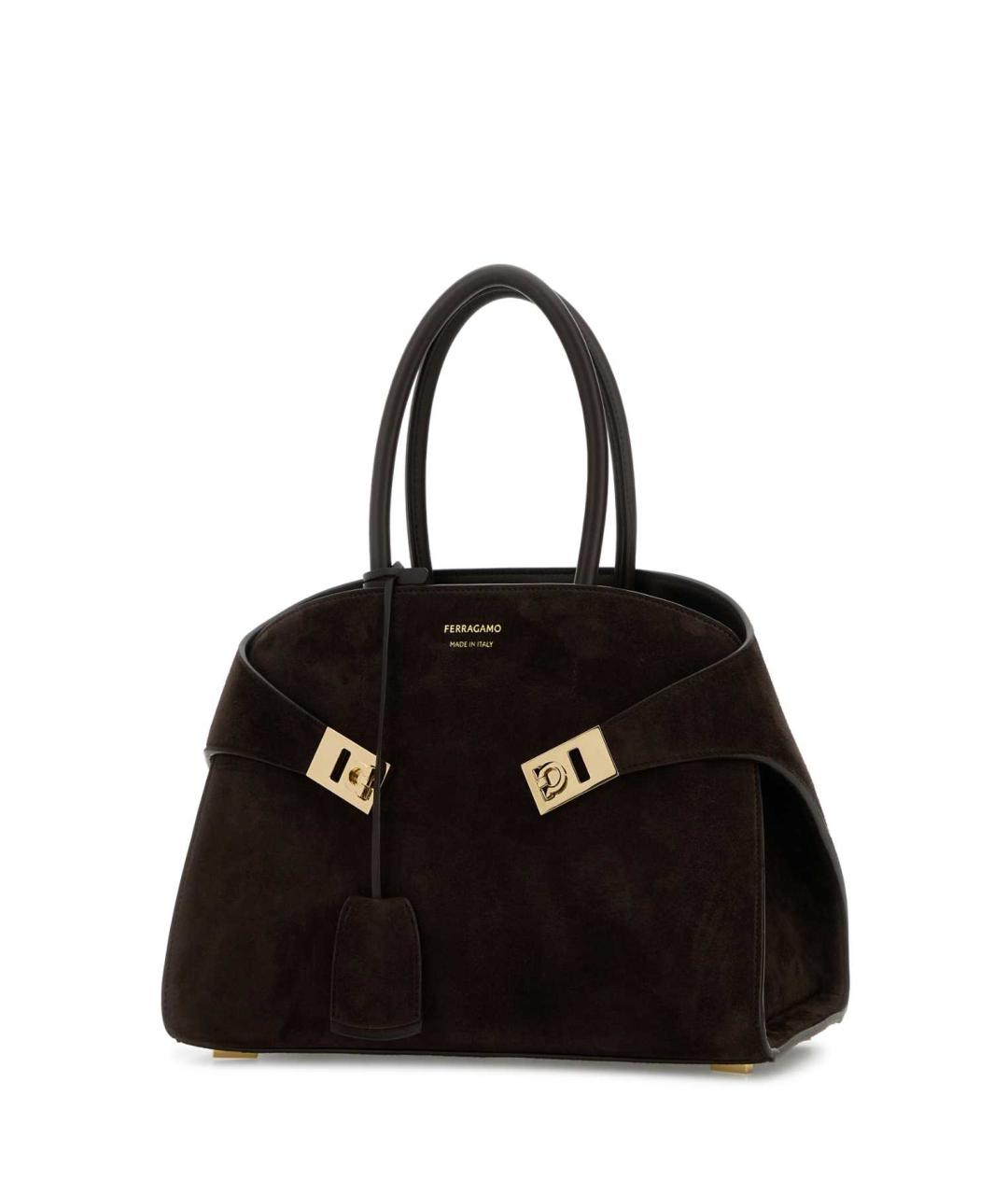 FERRAGAMO Коричневая кожаная сумка с короткими ручками, фото 2