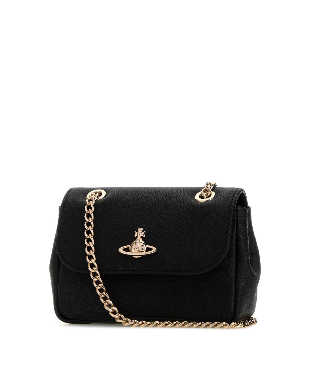 VIVIENNE WESTWOOD Черная кожаная сумка через плечо, фото 2