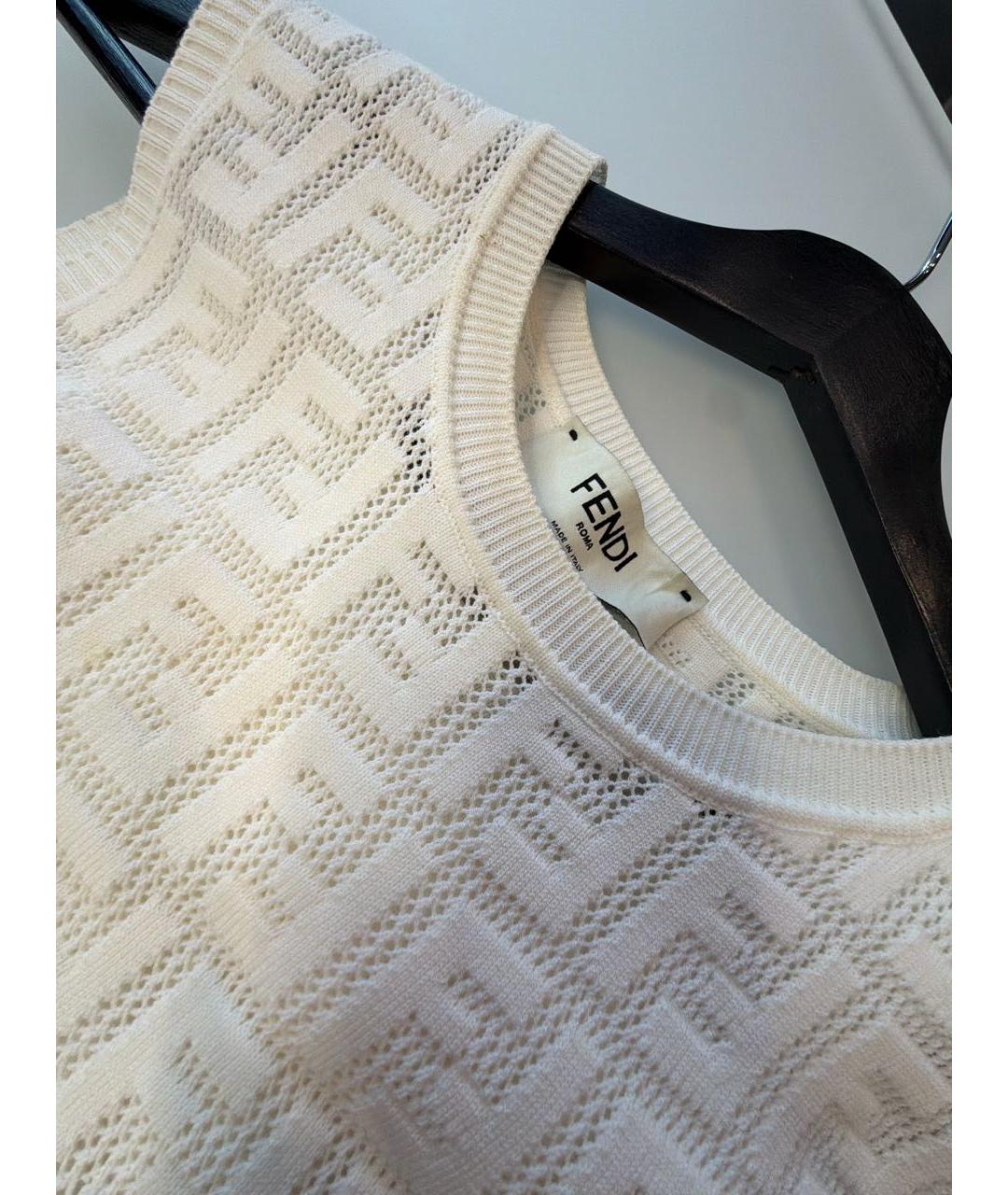 FENDI Белое вискозное коктейльное платье, фото 2