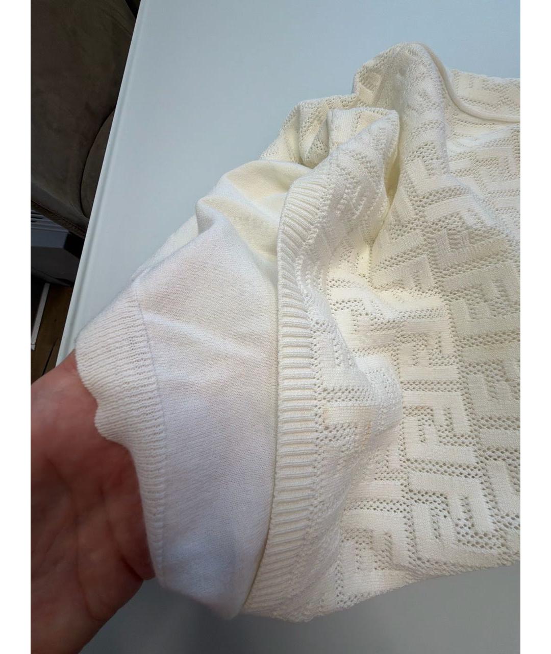 FENDI Белое вискозное коктейльное платье, фото 3