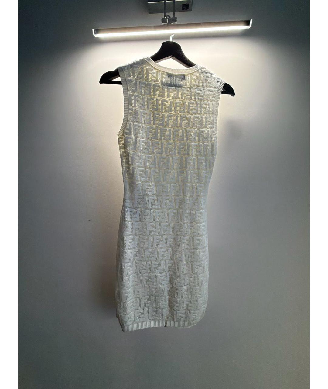 FENDI Белое вискозное коктейльное платье, фото 4