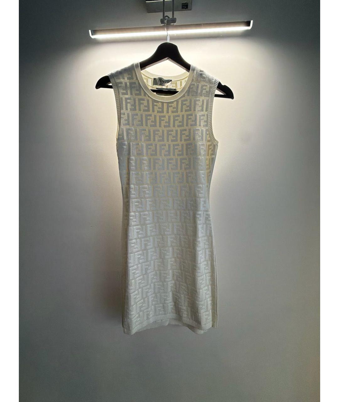 FENDI Белое вискозное коктейльное платье, фото 5