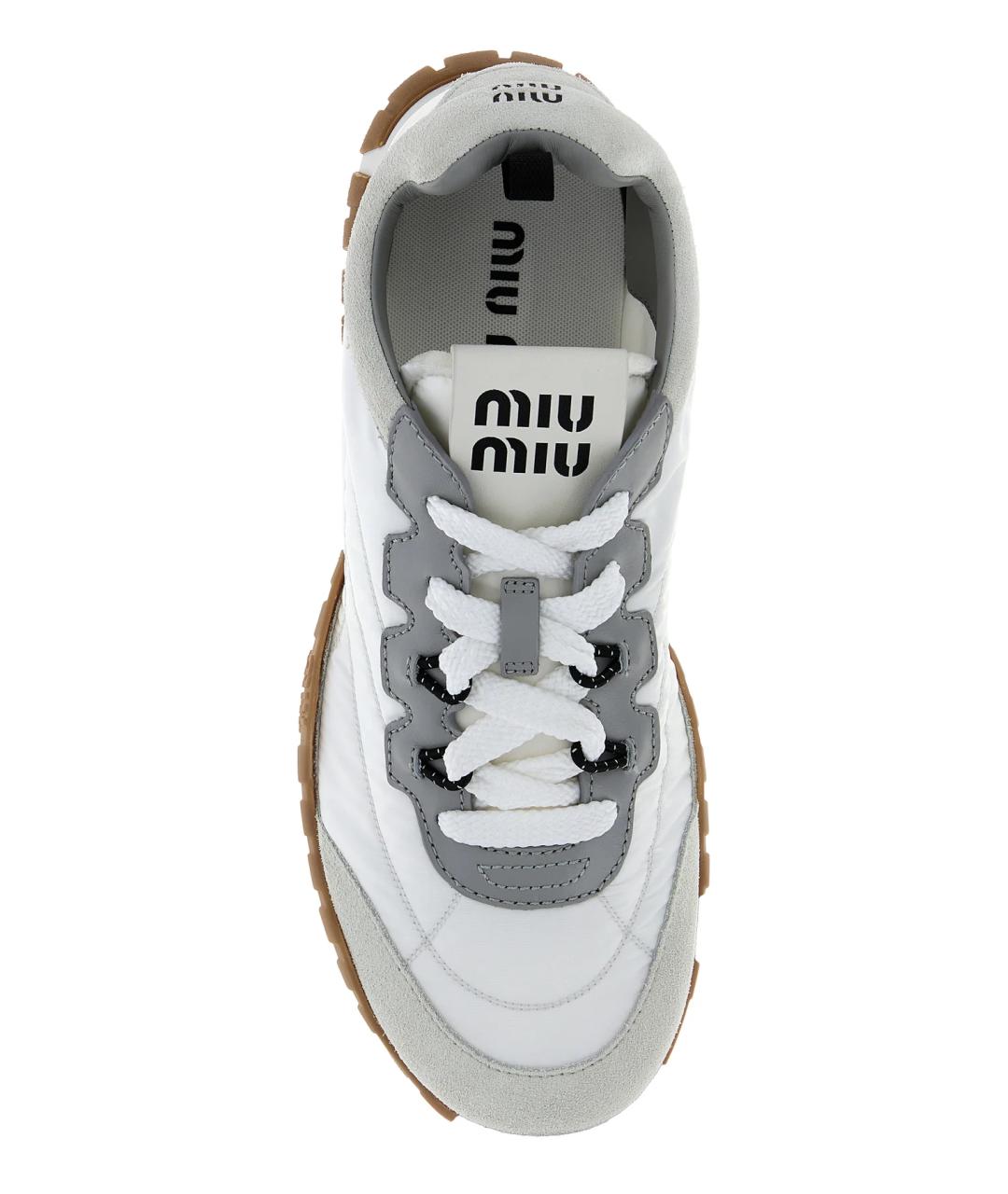 MIU MIU Белые текстильные кроссовки, фото 4